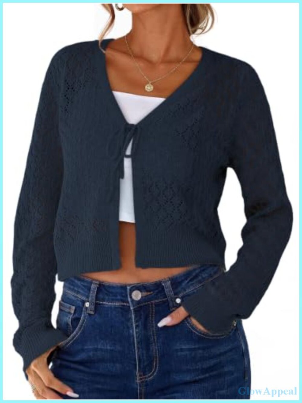 Women's Crochet Shrug Cardigan V Neck Lightweight Knit Cover Up